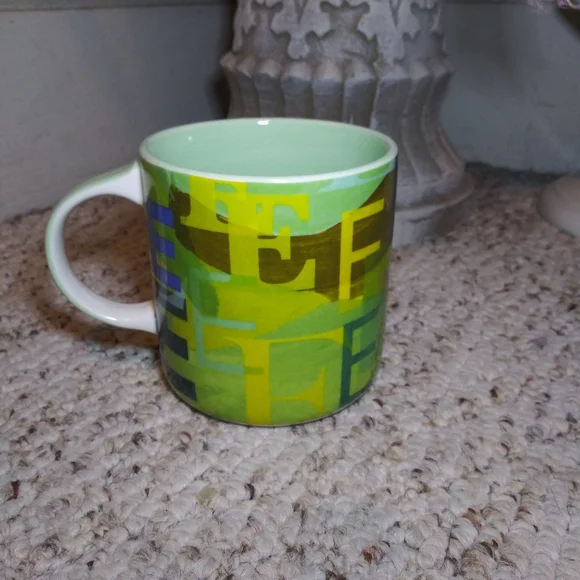 Anthropologie Lottie Green, Yellow, Brown & Blue Ceramic "E" Initial Mug - Picture 4 of 8
